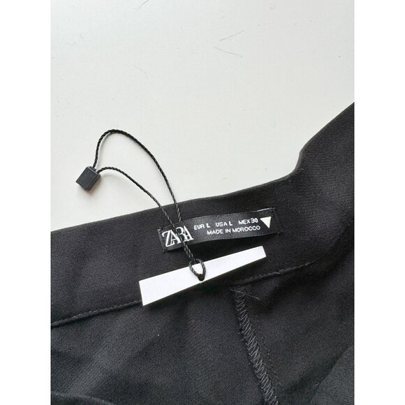 NWOT ZARA Black Viscose Crepe High Waisted Flutter Shorts, Size L - Picture 6 of 8